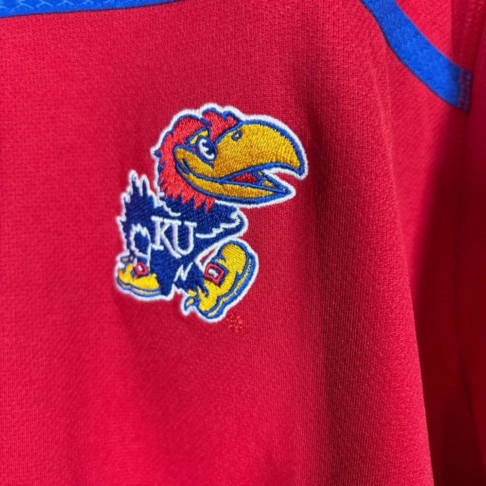 NOS Adidas Kansas Jayhawks KU Coaches Polo Shirt Mens XL Crimson Climalite‎